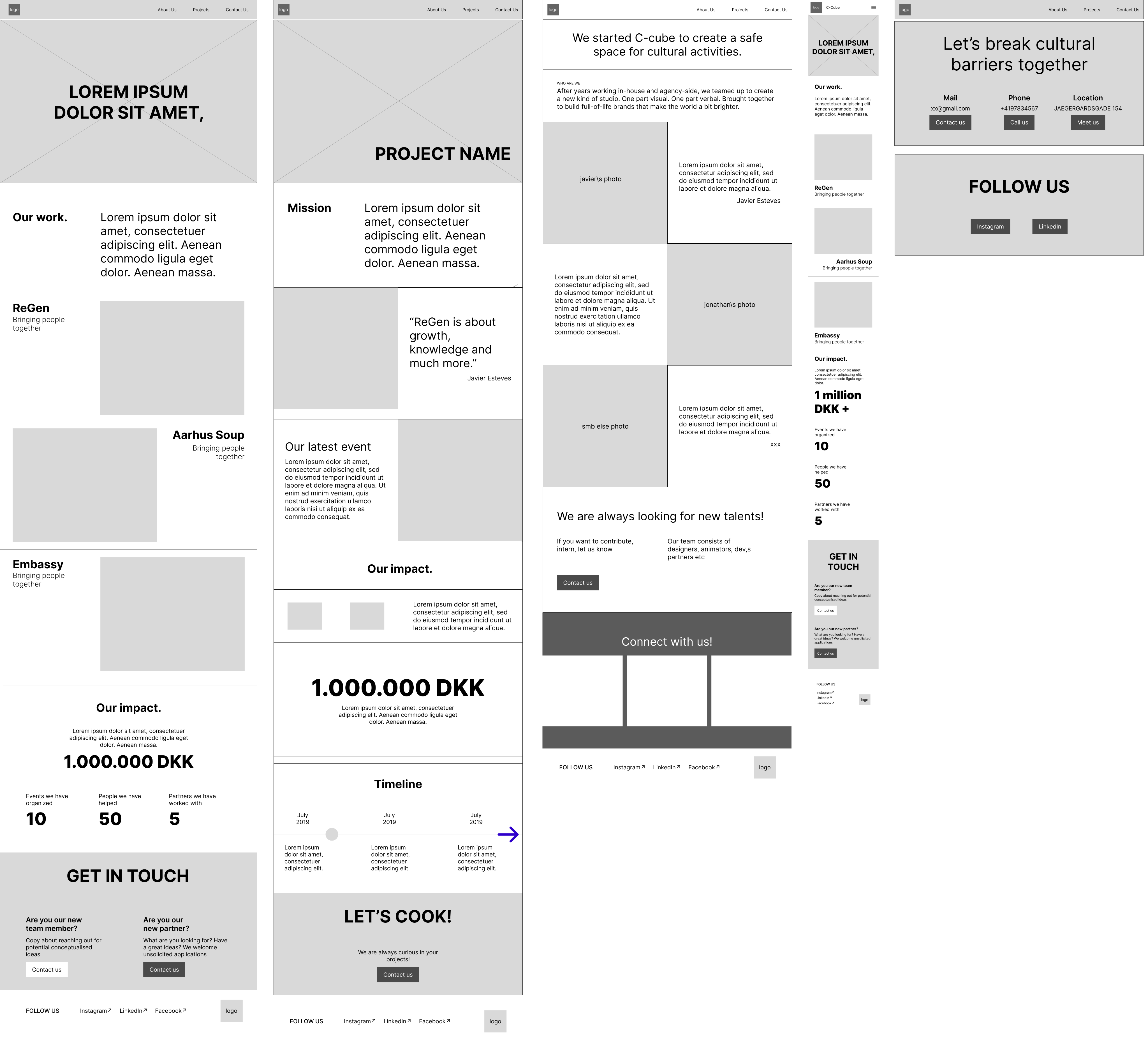 C-Cube Project Wireframes